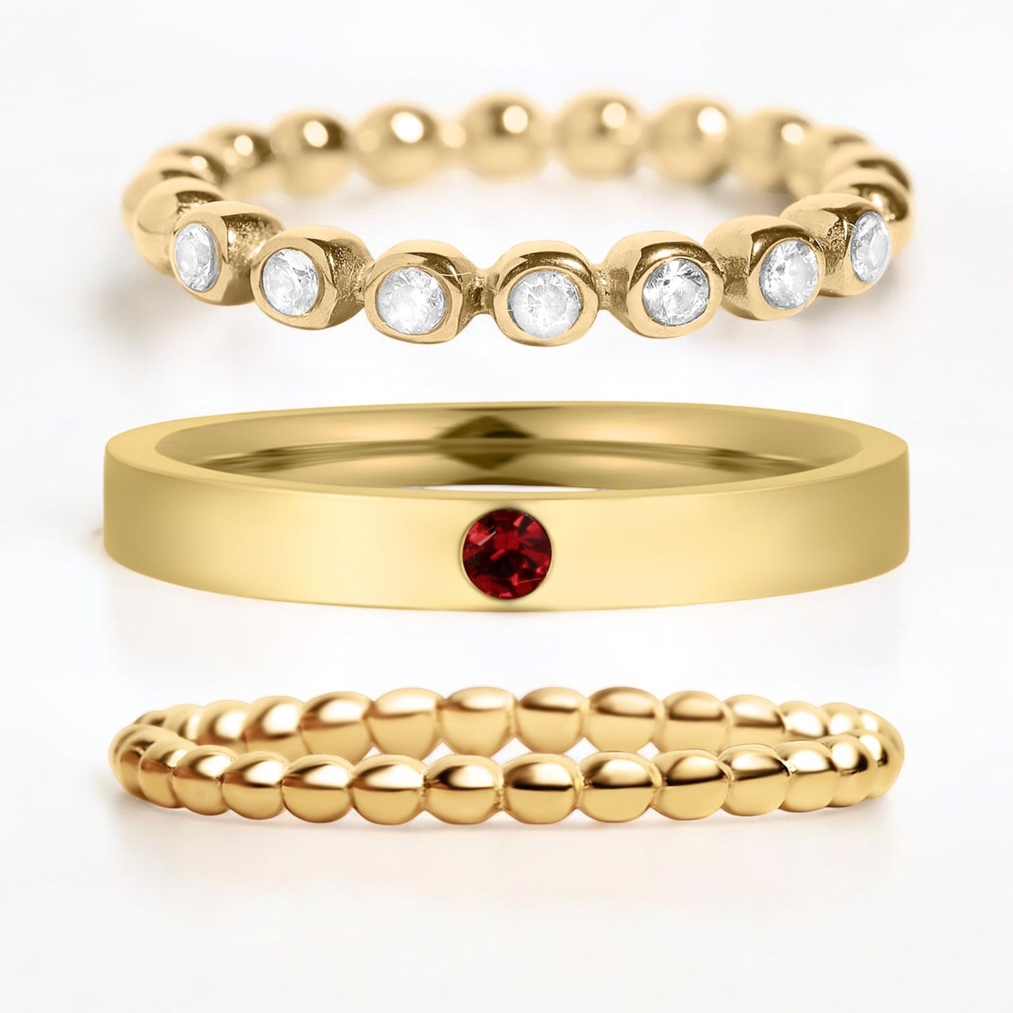 Beaded Bloom Stackable Ring