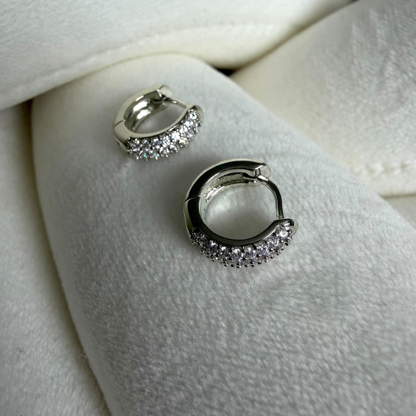 Textured silver hoops