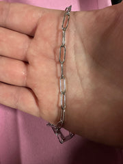 Silver Paperclip Necklace - Large - size reference